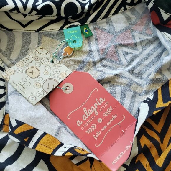 NWT Farm Rio Tropical Edgy Feminine Casual Trendy Whimsical Hawaiian Blouse XL - Picture 2 of 5